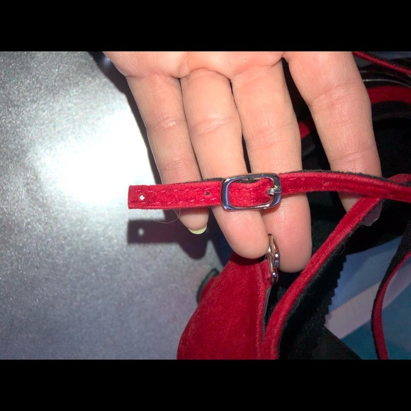 Red & Black Heels w/ Silver Toe (salsa dance) - Picture 4 of 8